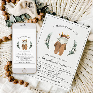 Invitación Género Neutral Duende de Navidad para Baby Showe
