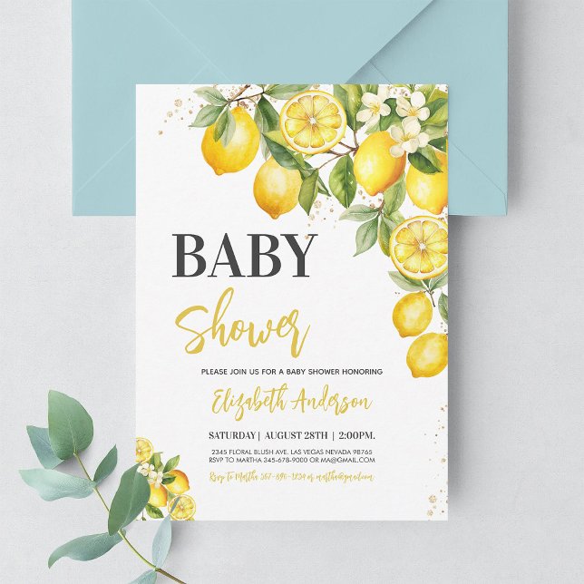 Invitación Género Neutral Lemon Citrus Floral Baby Shower (Subido por el creador)