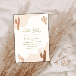 Invitación Género Neutral Moderno Boho Cactus Baby Shower