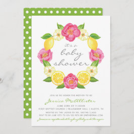 Invitación Género Neutral Moderno Lemon Floral Baby Shower