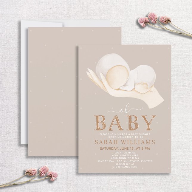 Invitación Género Neutral Oh Cita de bebé Baby Shower mínimo (Subido por el creador)