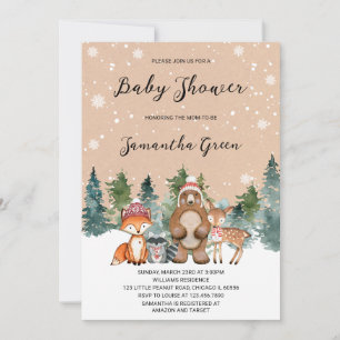 Invitación Género Neutral Winter Woodland Baby Shower
