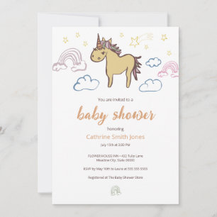 Invitación Género neutro de Baby Shower de Unicorn