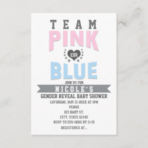 Invitación Género PINK o AZUL del equipo revelan Baby Shower
