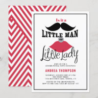 Género retro de bigote y labios revela Baby Shower