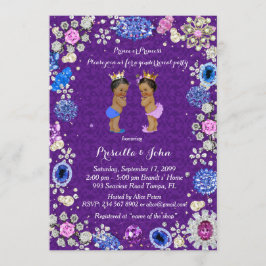 Invitación Género revelan Baby Shower, damasco, morado