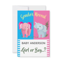 Género revelan Elephant Chica Boy Baby Shower