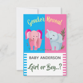 Invitación Género revelan Elephant Chica Boy Baby Shower
