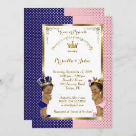 Invitación Género Revelar Baby Shower, azul, rosa, oro