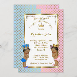 Invitación Género Revelar Baby Shower, azul, rosa, oro 2