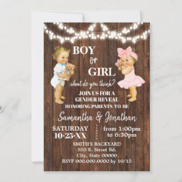 Invitación Género Revelar Baby Shower de niño o Chica