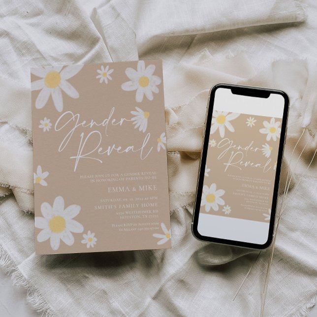 Invitación Género revelar Daisy Beige (Subido por el creador)