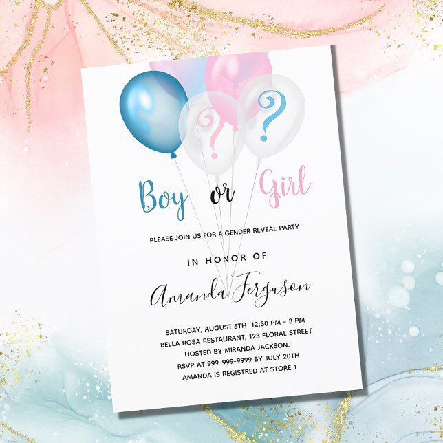 Invitación Género revelar ducha de bebé azul niño chica lux (Subido por el creador)