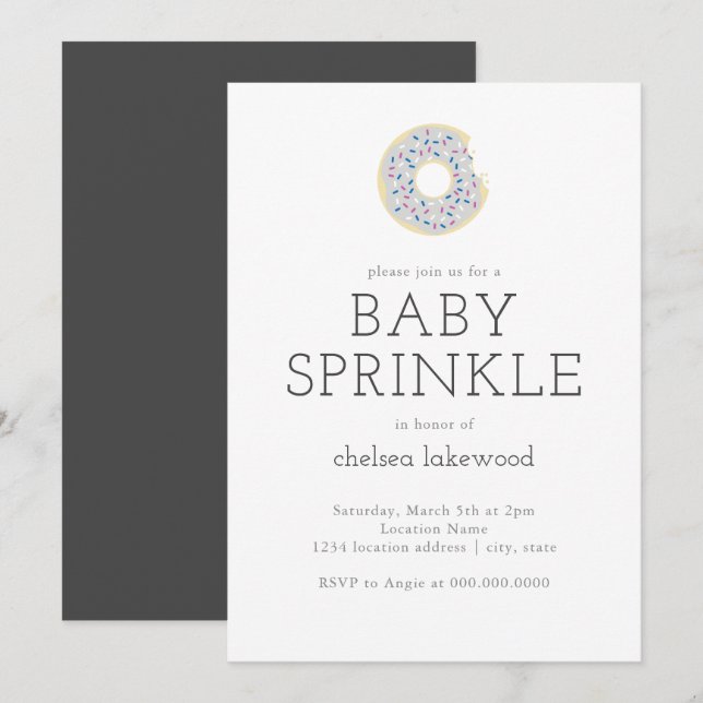 Invitación Género Revelar Fiesta Baby Sprinkle Donut Invitaci (Anverso / Reverso)