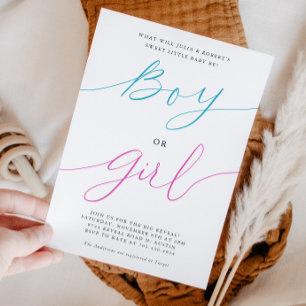 Invitación Género Revelar Fiesta Guión simple de niño o Chica
