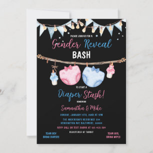 Invitación Género Revelar pañales de ropa de pañal