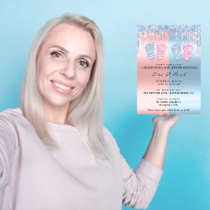 Invitación Género Revelar Pies Pastel Pink Blue Bebés