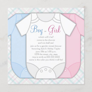 Invitación Género rosa y azul revelan Baby Shower