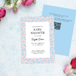 Invitación Género rosa y azul revelan Baby Shower leopardo
