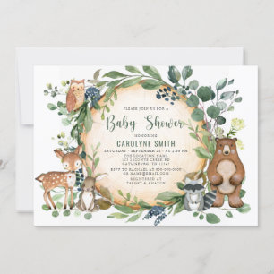 Invitación Género Verde Neutral BOY Woodland Baby Shower