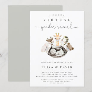 Invitación Género virtual revela que él o ella anima oro fals
