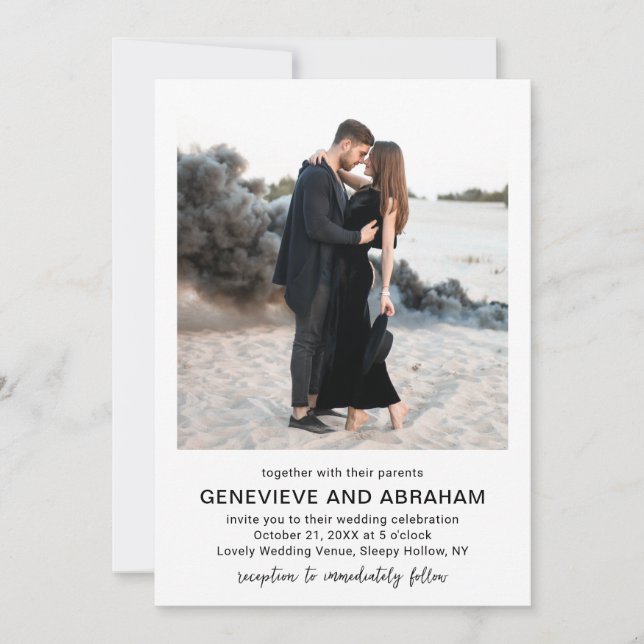 Invitación Genevieve Boda moderno foto en blanco y negro (Anverso)