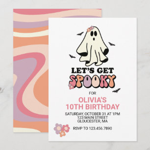 Invitación Genial fantasma retro cumpleaños de Halloween