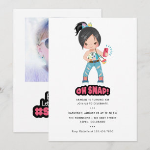 Invitación Genial Oh Snap! Chica de selfies Fiesta de cumplea