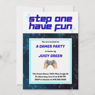 Invitación genial para chicos gamers