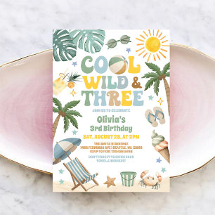 Invitación Genial Salvaje y Tres Cumpleaños de Verano en la P