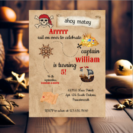 Invitación genial y lindo barco de billar Pirate Cumpleaños