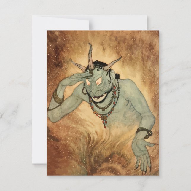 Invitación Genie de Las mil y una noches de Edmund Dulac (Anverso)