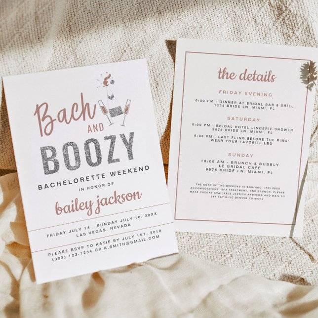 Invitación GENNA Rosa Gold Purpurina Bach y Boozy (Subido por el creador)