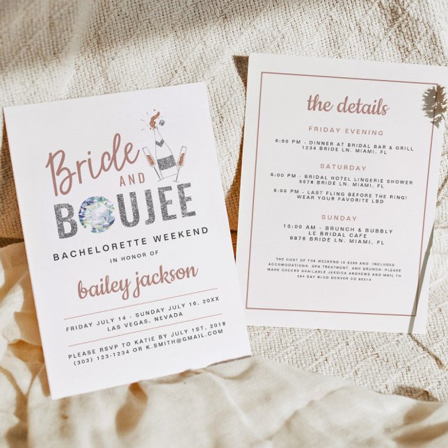 Invitación GENNA Rosa Novia de Oro y Boujee Champagne (Subido por el creador)