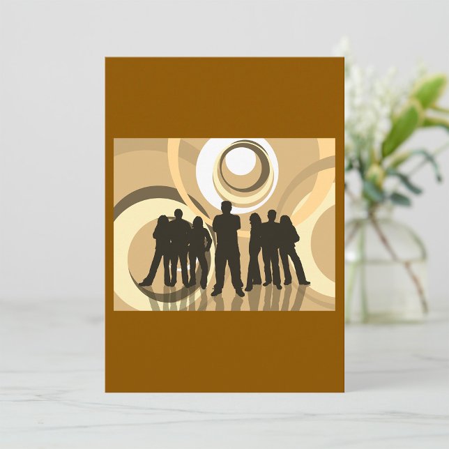 Invitación Gente de Silueta Retro con Círculos Abstractos (Subido por el creador)