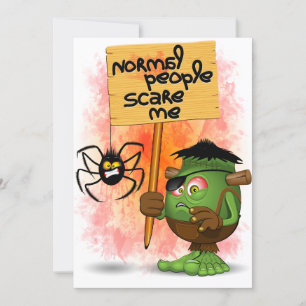 Invitación 'Gente normal me asusta' Humorístico Frankenstein