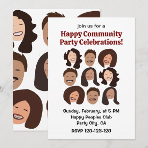 Invitación Gente Sonriente Cara Feliz Celebración Fiesta