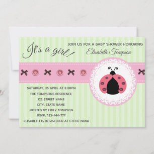 Invitación Gentle Cute moderno ladybugs giratorio bebé ducha