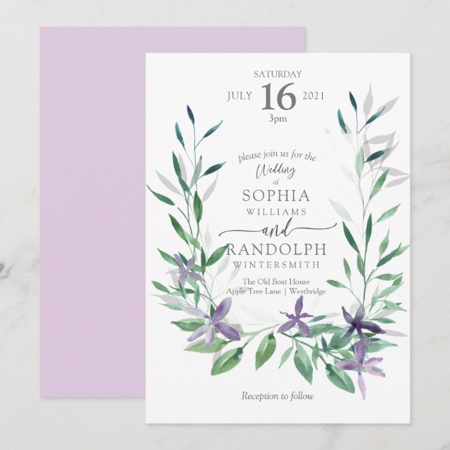 Invitación Gentle Fairy garden (Anverso / Reverso)