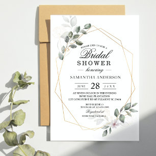 Invitación  Gentle Greenery Watercolor Leaf Frame & Flower