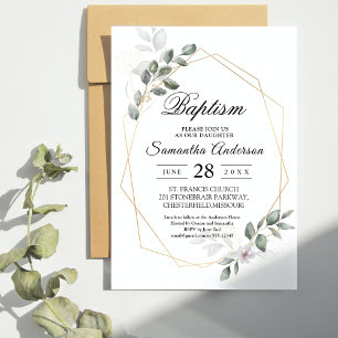 Invitación  Gentle Greenery Watercolor Leaf Frame & Flower