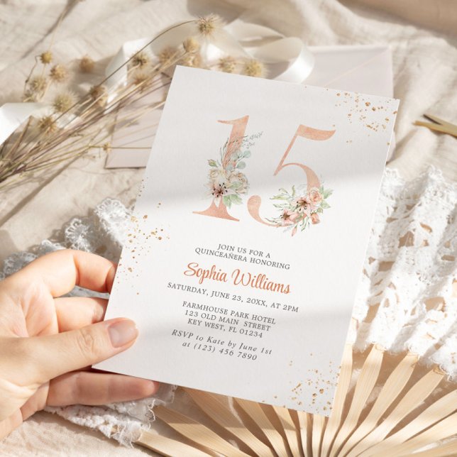 Invitación Gentle Lilies Número 15 Quinceanera Floral (Subido por el creador)