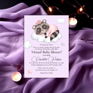 Invitación Gentle Raccoon Animal Chica Baby Shower Virtual