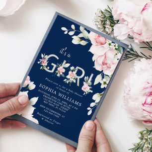 Invitación Gentle Rubor Pink Rose es un Chica Baby Shower Inv
