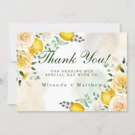 Invitación Gentle Yellow Roses Lemons Boda Gracias Cartas