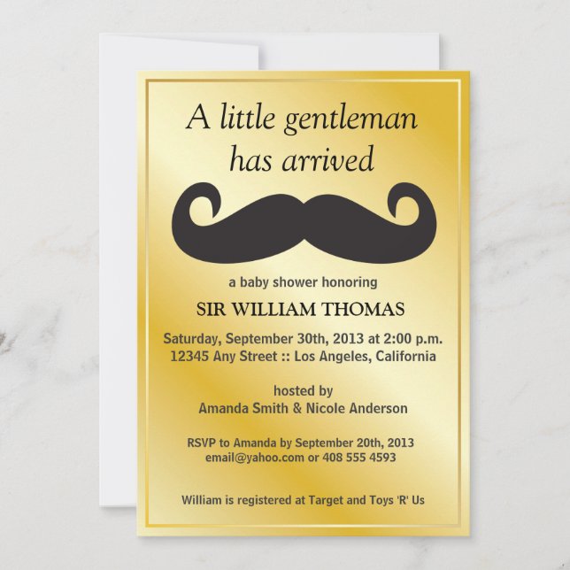 Invitación Gentleman Baby Shower (Anverso)