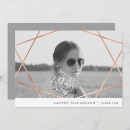 Invitación Geo Graduate | Faux Copper con Photo Gracias