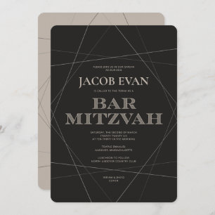 Invitación Geo Modern Silver Bar Mitzvah