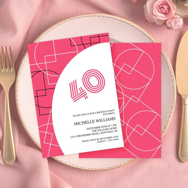 Invitación Geo moderno fresco rosa (Subido por el creador)