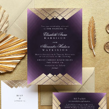 Geo Purple Gold Gatsby Calligraphy Boda